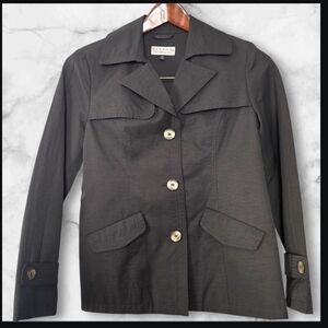 Giacca Petite Med Black Versatile Trench Coat with Button Accents Trendy Light